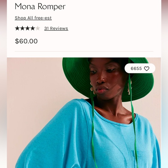 NEW! FREE PEOPLE Free-est MONA Shorts Romper Size XS TROPICAL BLUE Turquoise - Picture 5 of 16